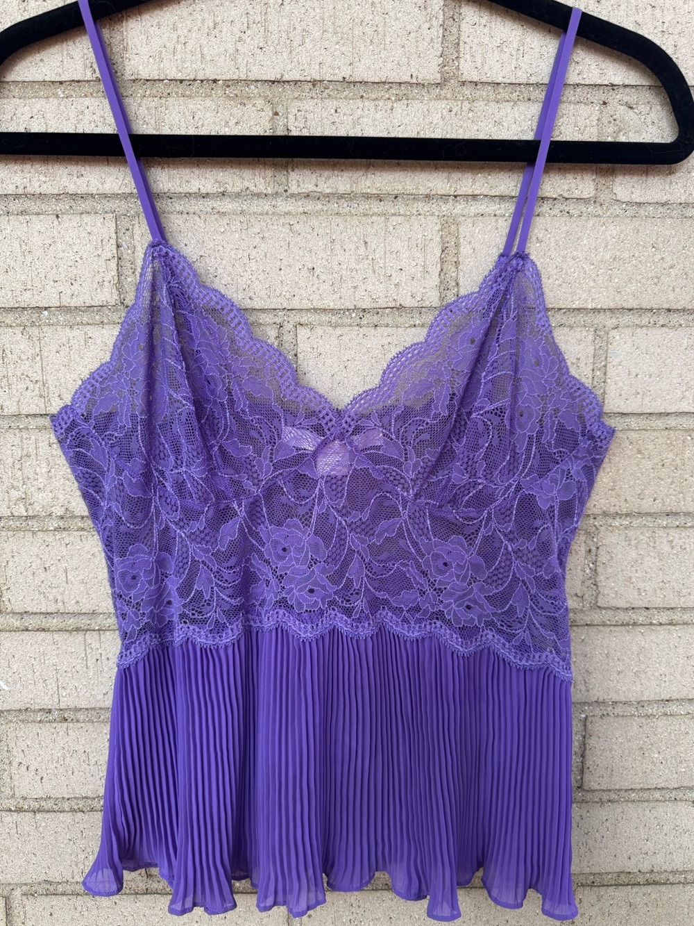 Victoria’s Secret Purple Lace Pleated Babydoll Cami Y2K Fairy Grunge Lingerie